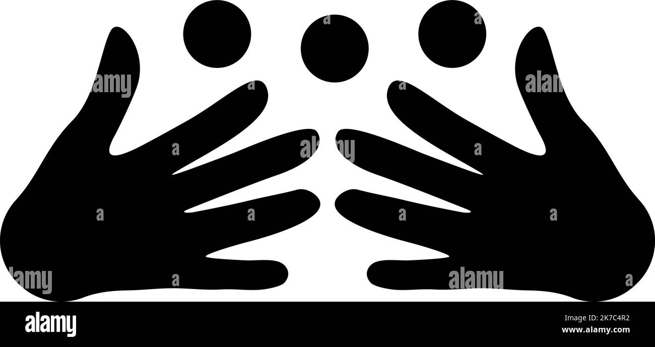 Hands holding round figures. logo vector. Stock Vector