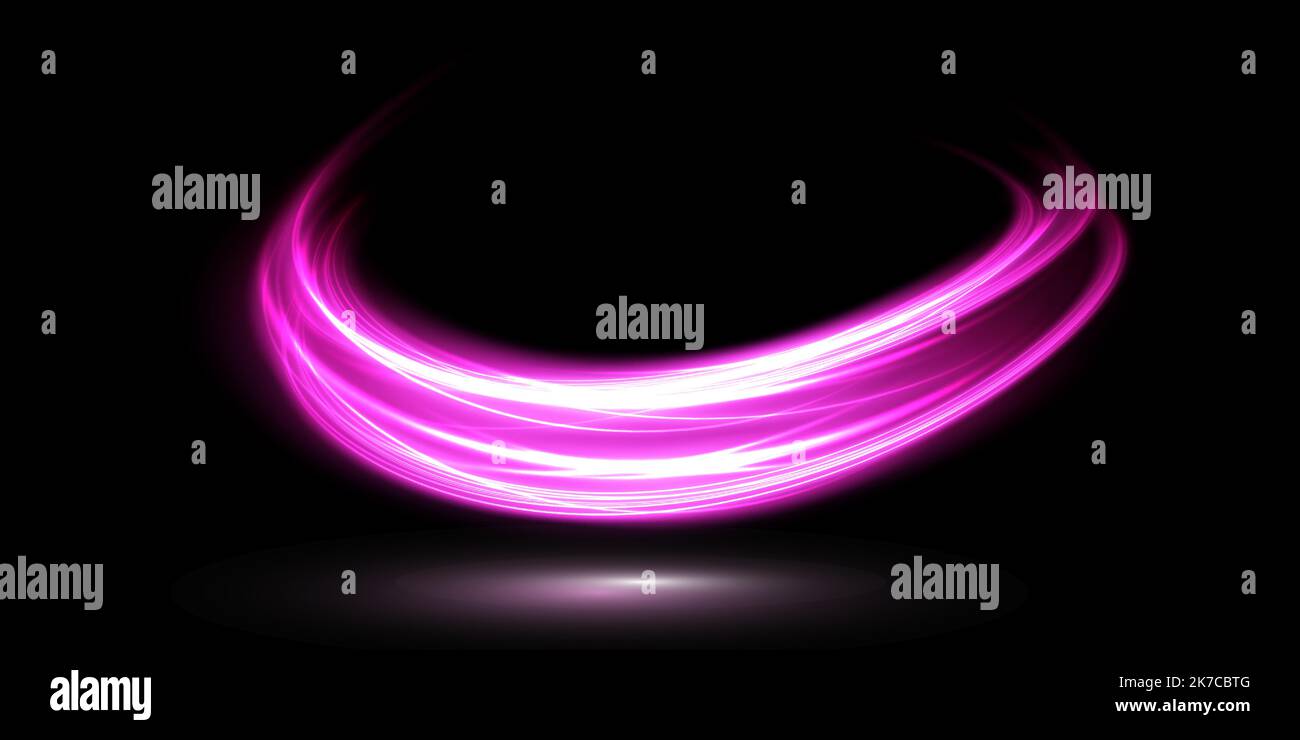 Abstract light lines of movement and speed in purple. Light everyday