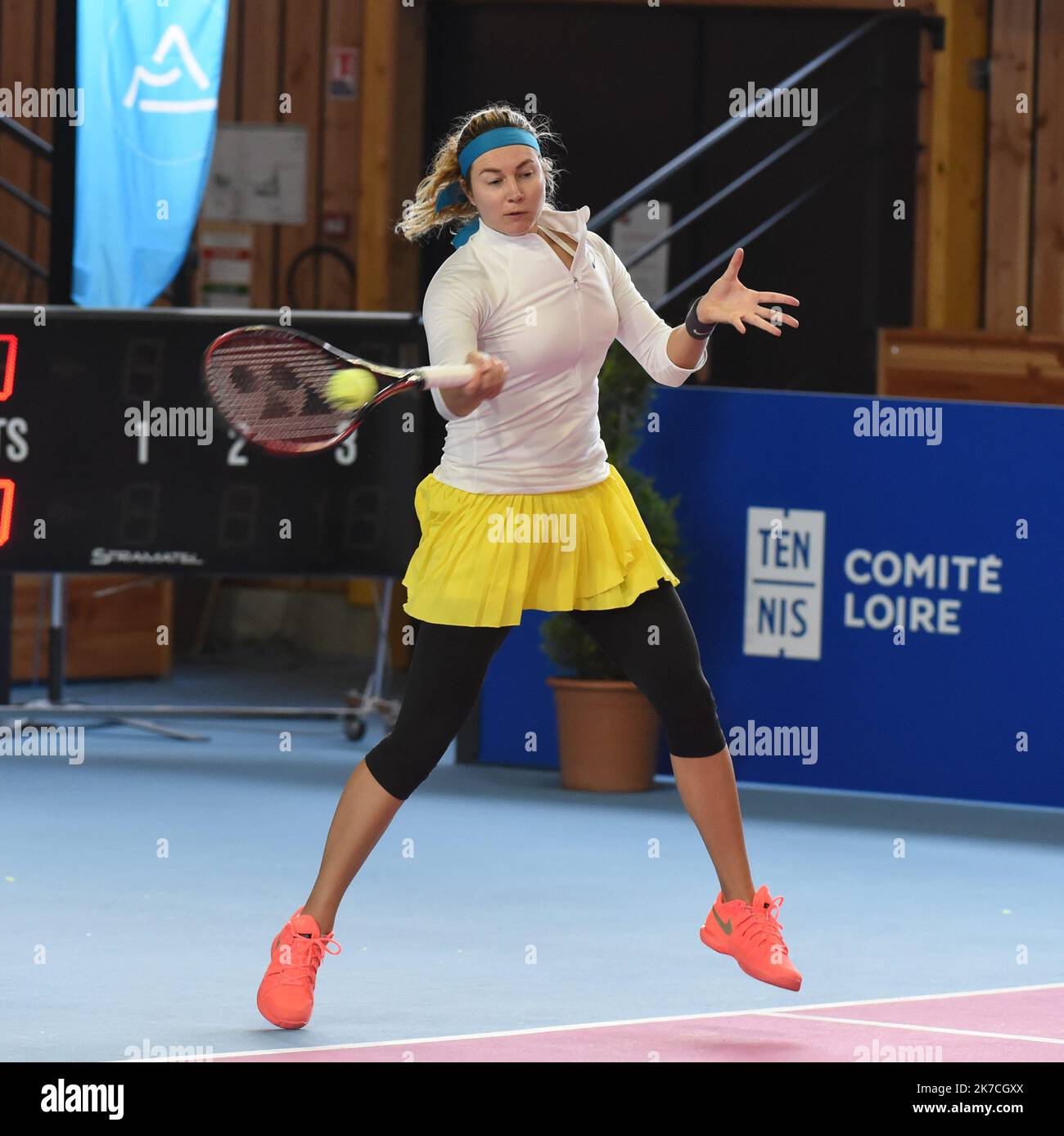 ©PHOTOPQR/LE PROGRES/Yves SALVAT - Andrézieux-Bouthéon 27/01/2021 - Tennis Andrézieux-Bouthéon 27 janvier 2021 -Stefanie Voegele (Suisse). Tennis : onzième engie open. Stock Photo