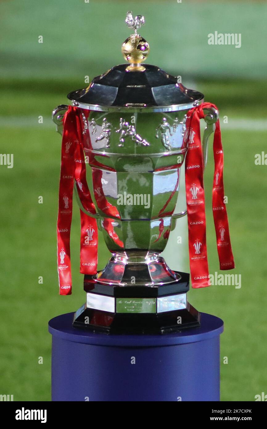 Doncaster, UK. 17th Oct, 2022. Eco-Power Stadium, Doncaster, South Yorkshire, 17th October 2022. France Rugby League vs Greece Rugby League Rugby League 2021 World Cup The Rugby League World Cup Trophy Credit: Touchlinepics/Alamy Live News Stock Photo
