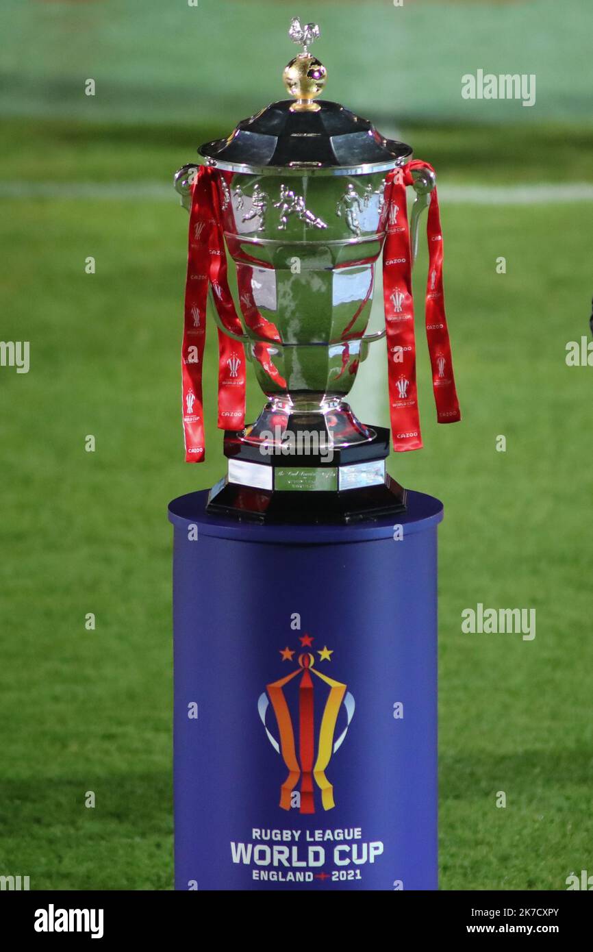 Doncaster, UK. 17th Oct, 2022. Eco-Power Stadium, Doncaster, South Yorkshire, 17th October 2022. France Rugby League vs Greece Rugby League Rugby League 2021 World Cup The Rugby League World Cup Trophy Credit: Touchlinepics/Alamy Live News Stock Photo