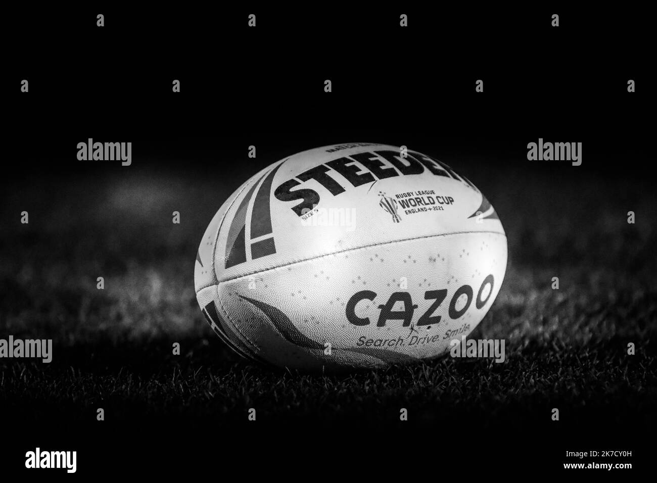 Doncaster, UK. 17th Oct, 2022. Eco-Power Stadium, Doncaster, South Yorkshire, 17th October 2022. France Rugby League vs Greece Rugby League Rugby League 2021 World Cup Official Rugby League World Cup 2021 Steeden Match Ball Credit: Touchlinepics/Alamy Live News Stock Photo
