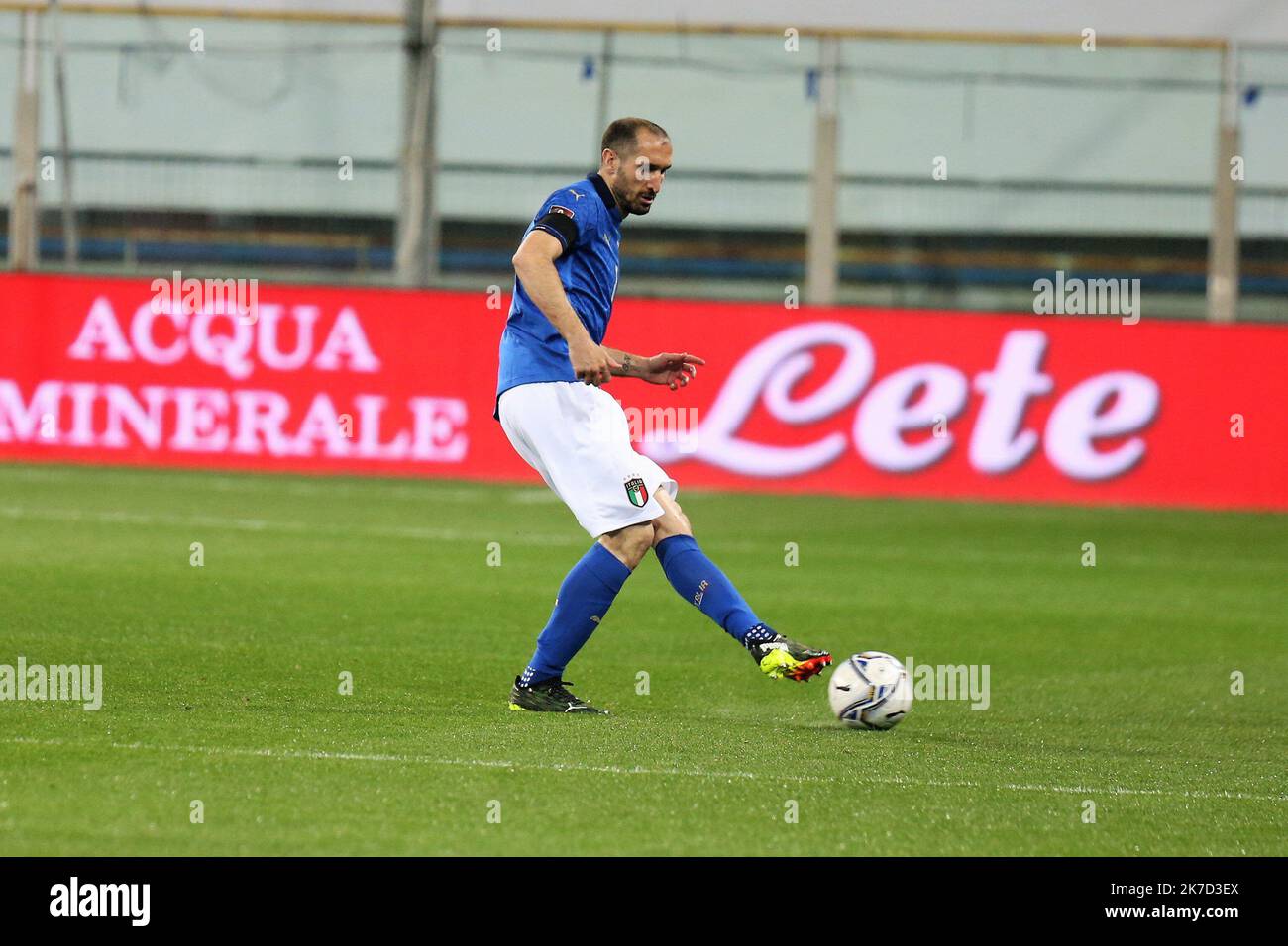 ©Laurent Lairys/MAXPPP - Giorgio Chiellini of Italy during the FIFA World Cup 2022, Qualifiers Group C football match between Italy and Northern Ireland on March 25, 2021 at Ennio Tardini stadium in Parma, Italy - Photo Laurent Lairys / Maxppp Stock Photo