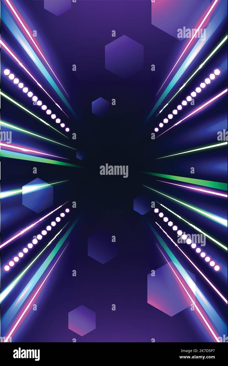 realistic neon lights lines background vector design illustration Stock Vector