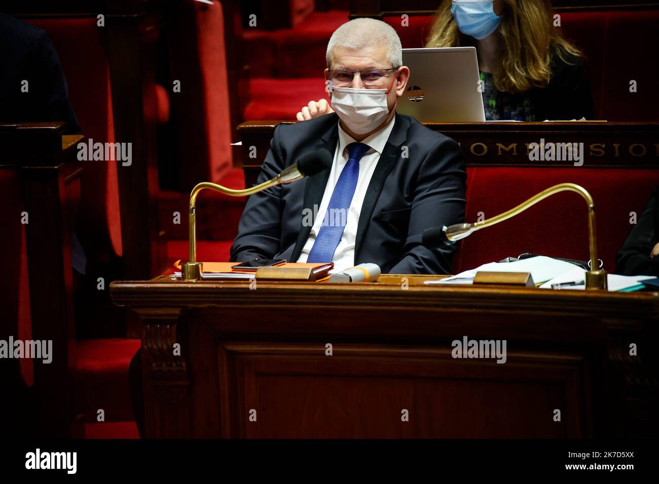 ©Thomas Padilla/MAXPPP - 08/04/2021 ; Paris, FRANCE ; DISCUSSION SUR LA PROPOSITION DE LOI POUR LE DROIT A UNE FIN DE VIE LIBRE ET CHOISIE DANS L' HEMICYCLE DE L' ASSEMBLEE NATIONALE. OLIVIER FALORNI, RAPPORTEUR. - Euthanasia bill debate in French parliament Stock Photo