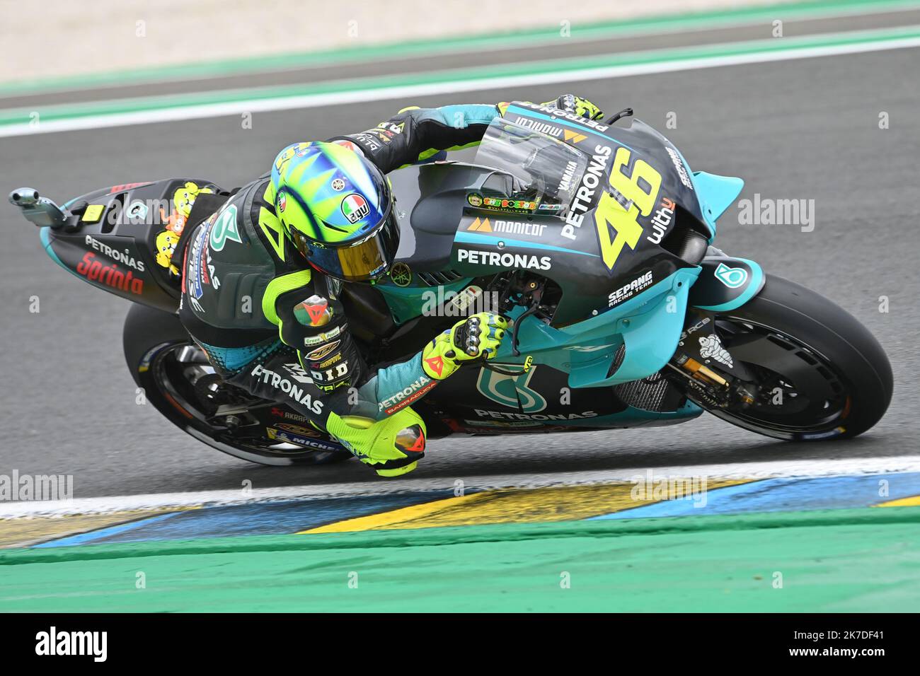 ©PHOTOPQR/OUEST FRANCE/Daniel FOURAY ; Le Mans ; 15/05/2021 ; Sport . Motocyclisme . Vitesse . Championnat du monde . Grand prix de France moto . Le Mans . Catégorie MotoGP . 46 . Valentino Rossi . Yamaha . Petronas Yamaha SRT . Italie . Photo Daniel Fouray . - French Motorcycle Grand Prix le Mans May 15 2021  Stock Photo