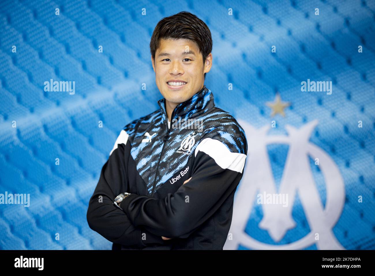 Â©PHOTOPQR/LA PROVENCE/TOMASELLI Antoine ; Marseille ; 21/05/2021 ; ITW de SAKAI Hiroki. Lieu: Centre d'entrainement Robert Louis Dreyfus. - Hiroki Sakai is a Japanese professional footballer who plays for Ligue 1 club Marseille and the Japan national team FRANCE MARSEILLE MAY 21 2021  Stock Photo