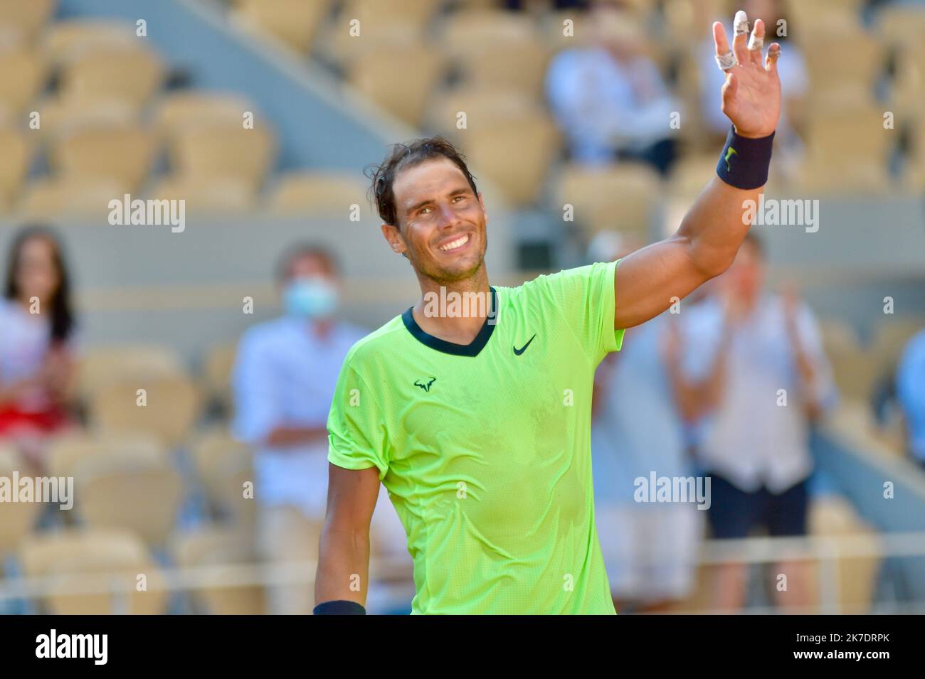 ©FRANCK CASTEL/MAXPPP - French Open Tennis. Roland-Garros 2021. Rafael Nadal of Spain during day 3 of Roland-Garros 2021 French Open, a Grand Slam tennis tournament at Roland Garros stadium on June 1, 2021 in Paris, France. Stock Photo