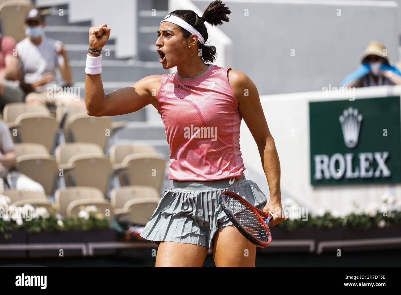 PARIS, FRANCE - JUNE 02: CAROLINE GARCIA (FRA) during French Open on June  02, 2018, at Stade Roland-Garros in Paris, France.(Photo by Chaz Niell/Icon  Sportswire) (Icon Sportswire via AP Images Stock Photo -