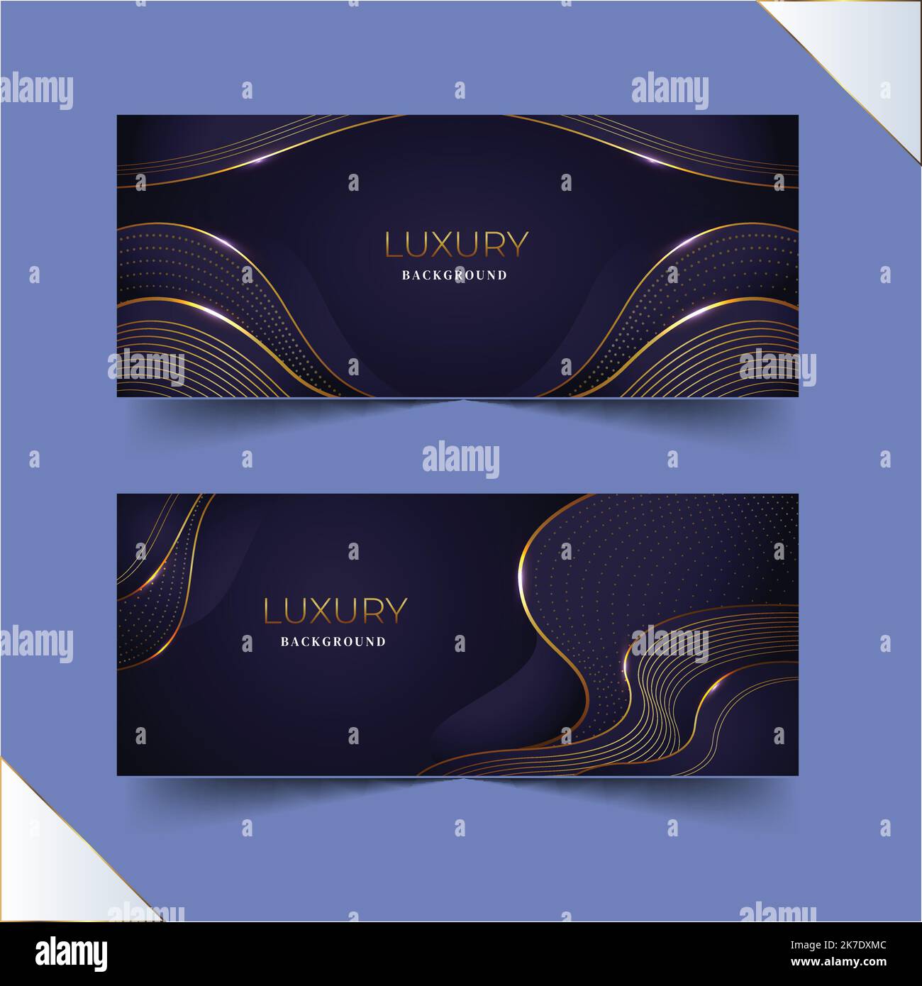 gradient golden luxury horizontal banners set vector design illustration Stock Vector
