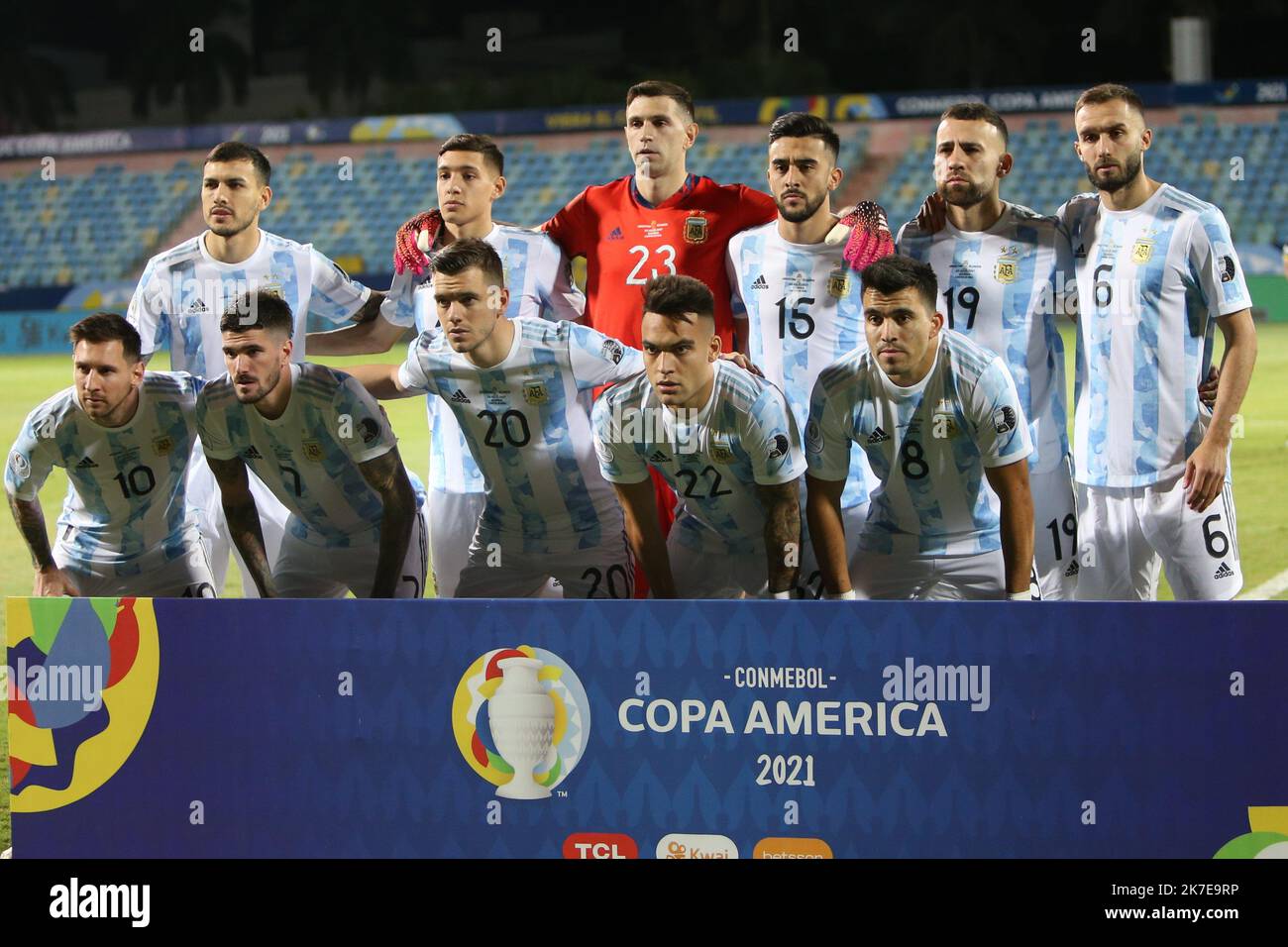 ©Laurent Lairys/MAXPPP - Team Argentina during the Copa America 2021, quarter final football match between Argentina and Ecuador on July 4, 2021 at Pedro Ludovico Teixeira Olympic stadium in Goiania, Brazil - Photo Laurent Lairys MAXPPP Stock Photo