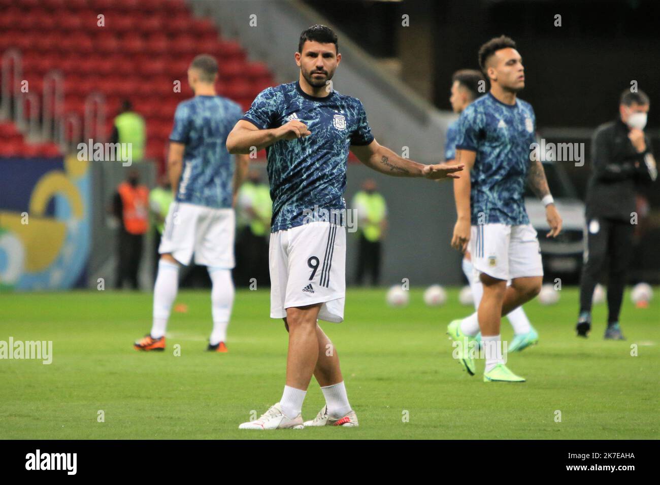 ©Laurent Lairys/MAXPPP - Sergio Aguero of Argentina during the Copa America 2021, semi-final football match between Argentina and Colombia on July 6, 2021 at Estádio Nacional Mané Garrincha in Brasilia, Brazil photos Laurent Lairys /MAXPPP Stock Photo