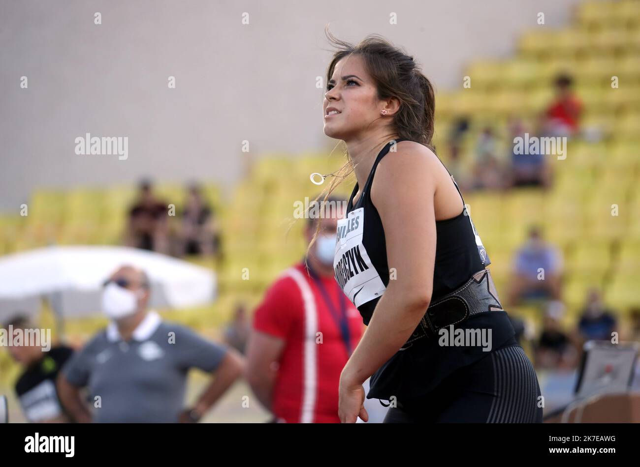 ©PHOTOPQR/NICE MATIN/Jean François Ottonello ; Monaco ; 09/07/2021 ; OTTONELLO JEAN-FRANCOIS - SPO - vendredi 9 juillet 2021, stade Louis II de Monaco - Meeting Herculis Diamond League - Maria Andrejczyk (javelot) Stock Photo