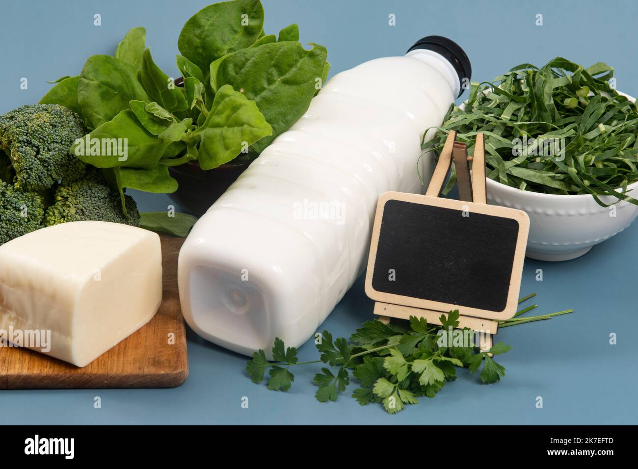 main sources of calcium for the body to help fight osteoporosis. Stock Photo
