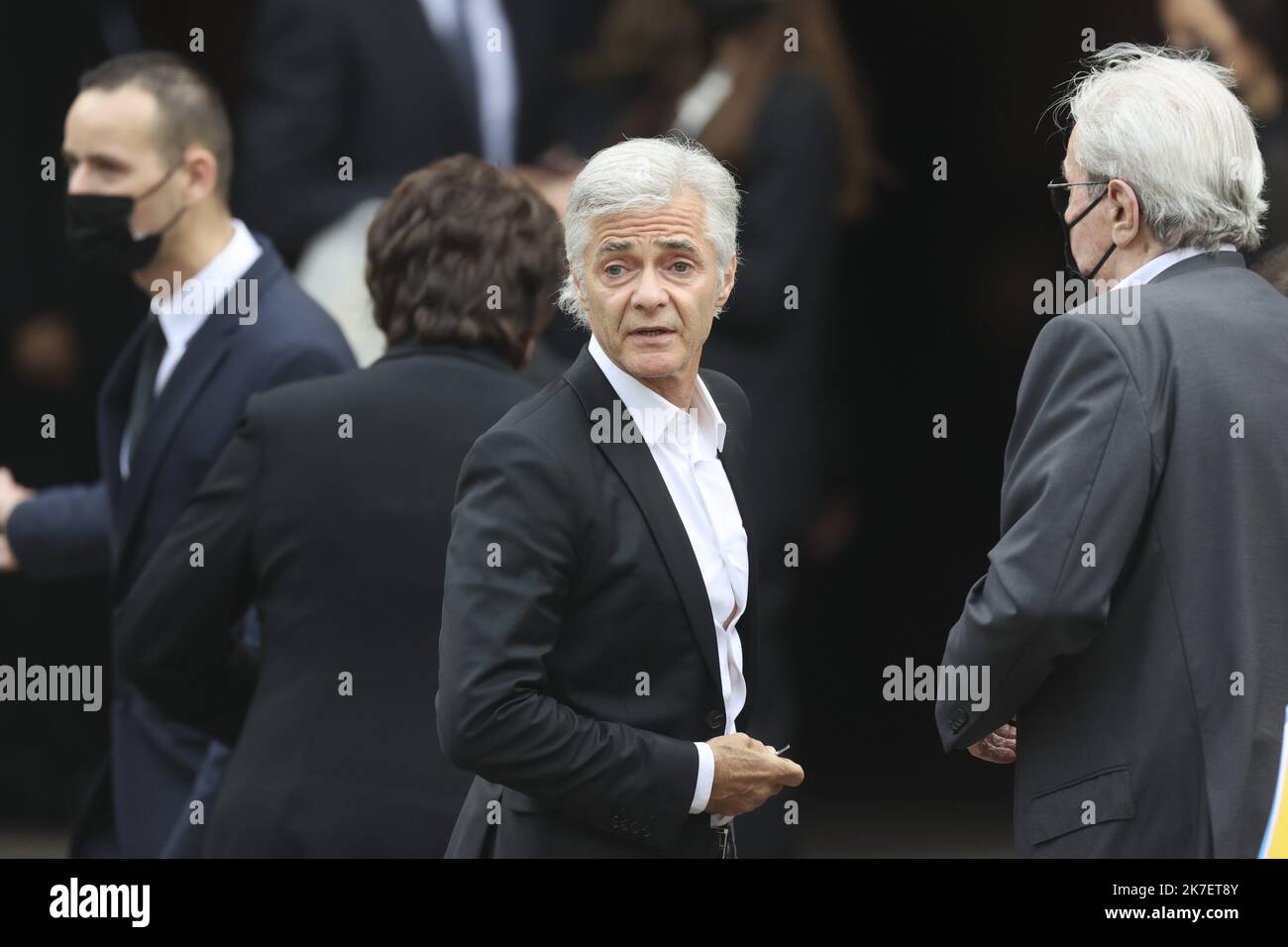 ©Sebastien Muylaert/MAXPPP - French producer and TV host Cyril Viguie arrives for the funeral ceremony for late French actor Jean-Paul Belmondo at the Saint-Germain-des-Pres church in Paris, France. Belmondo died on 06 September 2021 at the age of 88 years. 10.09.2021 Stock Photo