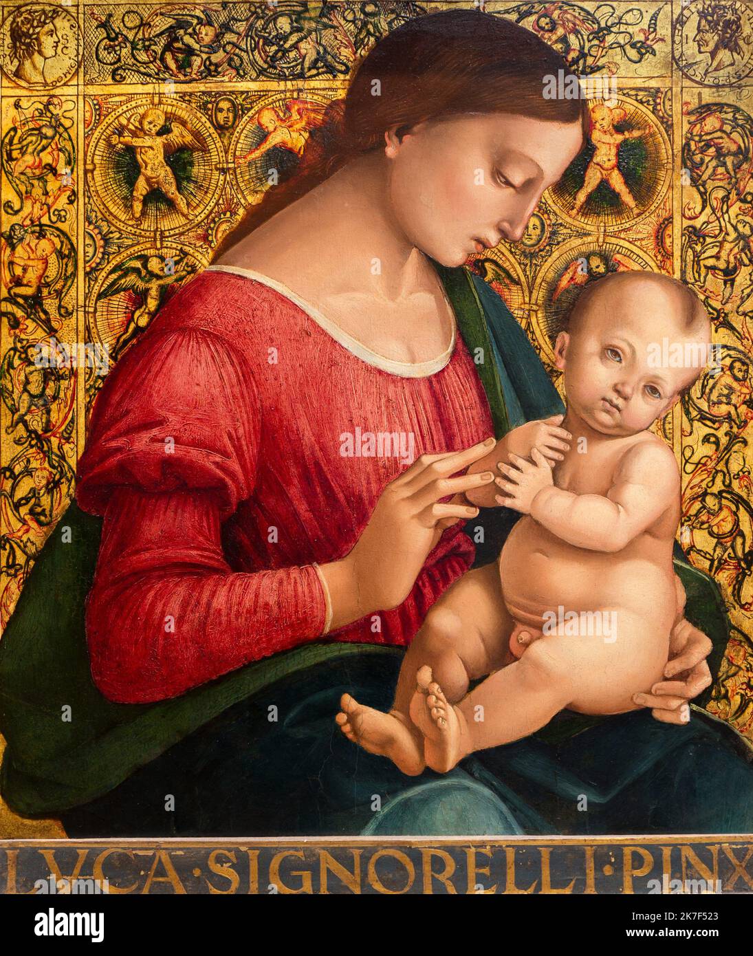 ©Active Museu/MAXPPP - ActiveMuseum 0000664.jpg / La Vierge et l'Enfant, 1507 - Luca Signorelli 1507 - / Luca Signorelli / Peinture Active Museum / Le Pictorium Baby ,Florentine school ,Illumination ,Quattrocento ,Religious ,Vertical ,Virgin ,Virgin and Child ,Woman ,Jesus Christ ,Mary (mother of Jesus) ,16th century ,Luca Signorelli ,Painting ,  Stock Photo