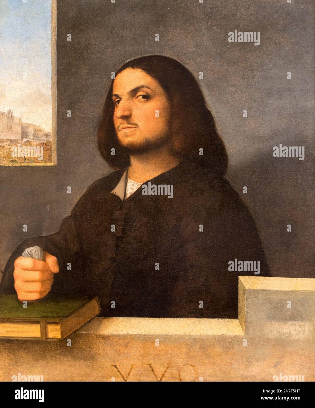 ©Active Museu/MAXPPP - ActiveMuseum 0000972.jpg / Portrait d'un Gentleman Venitien, 1510 - Giogiorne et Le Titien - Portrait of a Venetian Gentleman 1510 - / Giorgione / Peinture Active Museum / Le Pictorium Book ,Eyes ,Fist clenched ,Gentelman ,Gentleman ,Long-hair ,Portrait ,Renaissance ,Vertical ,Titian ,16th century ,Giorgione ,Painting ,  Stock Photo