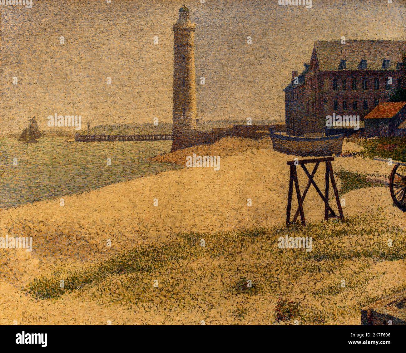 ©Active Museu/MAXPPP - ActiveMuseum 0001033.jpg / Le Phare de Honfleur, 1886 - Georges Seurat - The Lighthouse at Honfleur 1886 - / Georges Seurat / Peinture Active Museum / Le Pictorium Bank (shore) ,Beach ,Blue sky ,Dike ,Dune ,Horizontal ,House ,Impressionism ,Light ,Lighthouse ,Pointillism ,Sailboat ,Sailing boat ,Small boat ,Calvados (french department) ,Europe ,France ,Honfleur ,Lower Normandy ,Normandy ,Western Europe ,19th century ,Georges Seurat ,Painting ,  Stock Photo