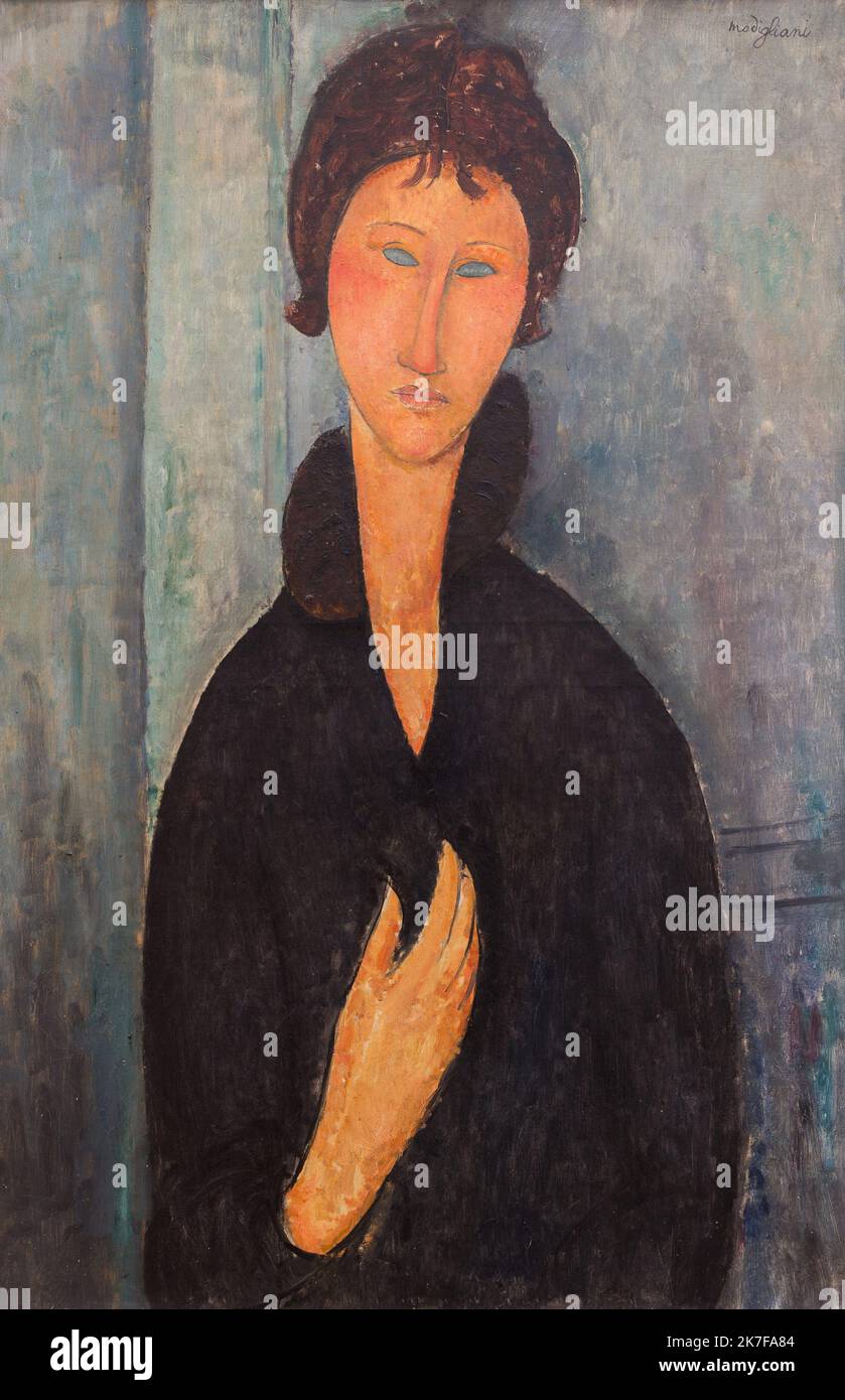 ©Active Museu/MAXPPP - ActiveMuseum 0003060.jpg / Femme aux yeux bleus 1918 - / Amedeo Modigliani / Peinture Active Museum / Le Pictorium Blue eyes ,Brunette ,Portrait ,Vertical ,Woman ,20th century ,Amedeo Modigliani ,Painting ,  Stock Photo
