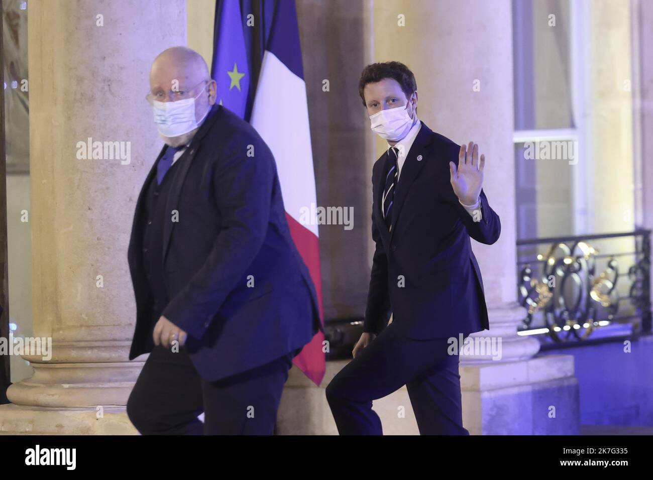 ©Sebastien Muylaert/MAXPPP - French minister for European affairs Clement Beaune arrives for a meeting with members of the European commission and the French president at the Elysee Palace, as France took over the rotating presidency of the EU on January 1, 2022. Paris, 06.01.2022 Stock Photo