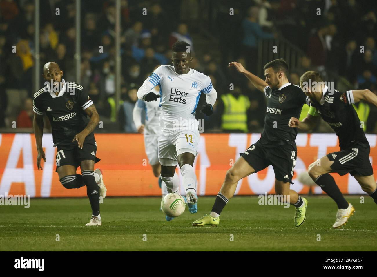 Â©PHOTOPQR/LA PROVENCE/SPEICH FrÃƒÂ©dÃƒÂ©ric ; Bakou ; 24/02/2022 ; Football : Europa Conference League UEFA Barrage retour Match : Qarabag FK ( Azerbaidjan ) - Olympique de Marseille OM au Stade Tofiq Bahramov de Bakou Bamba Dieng (OM) Feb 24th 2022 Europa league Qarabag FK ( Azerbaidjan ) - Olympique de Marseille OM (France)  Stock Photo