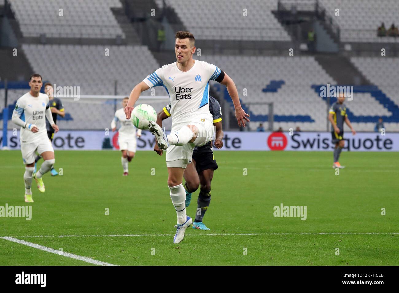 ©Manuel Blondeau/AOP Press/MAXPPP - 05/05/2022 Marseille Arkadiusz Milik of Marseille during the UEFA Conference League Semi Final Leg Two match between Olympique Marseille and Feyenoord Rotterdam at Stade Velodrome in Marseille, France, on May 05, 2022. Stock Photo