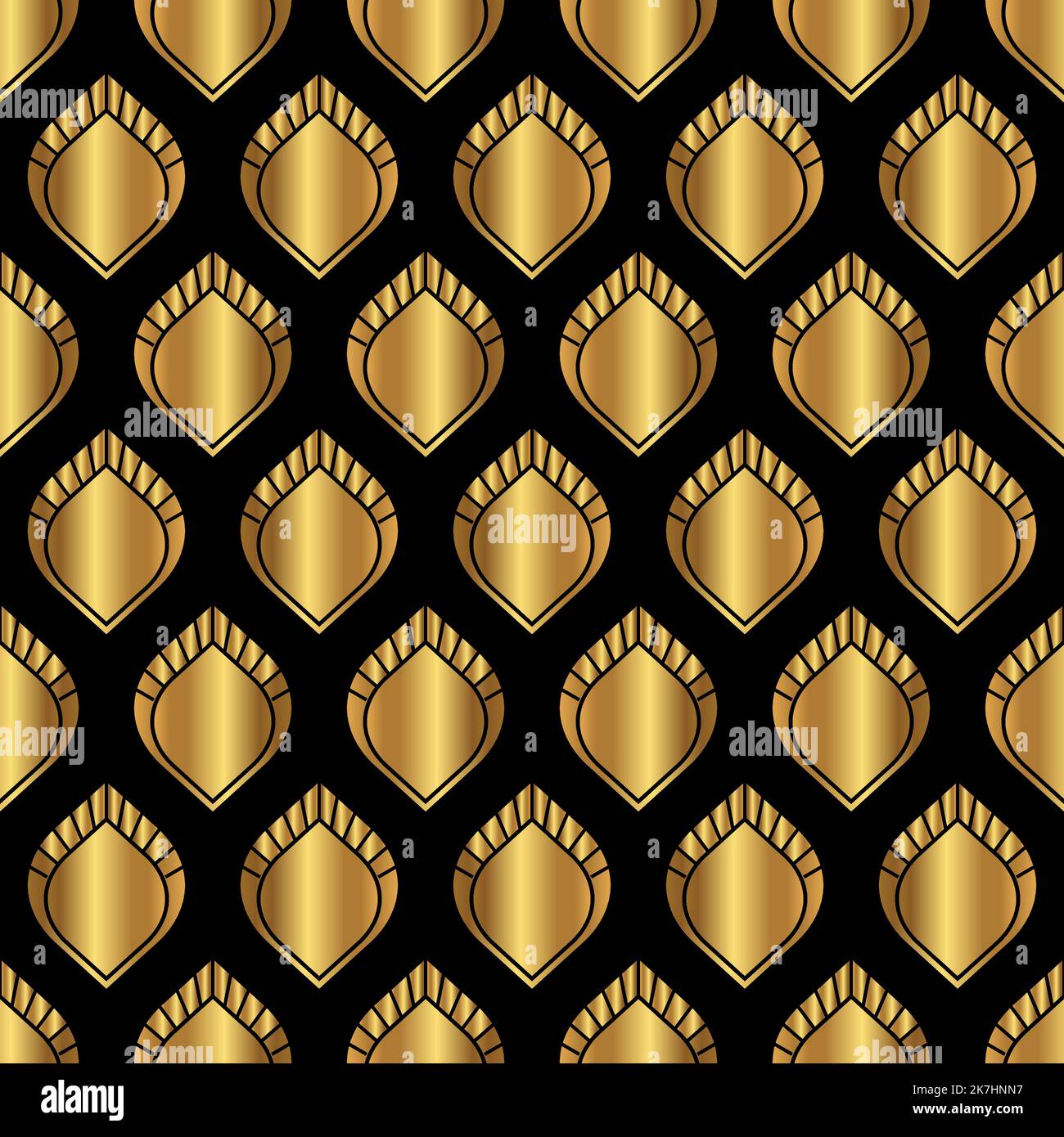 Black and Gold Art Deco Seamless Pattern Design Stock Vector