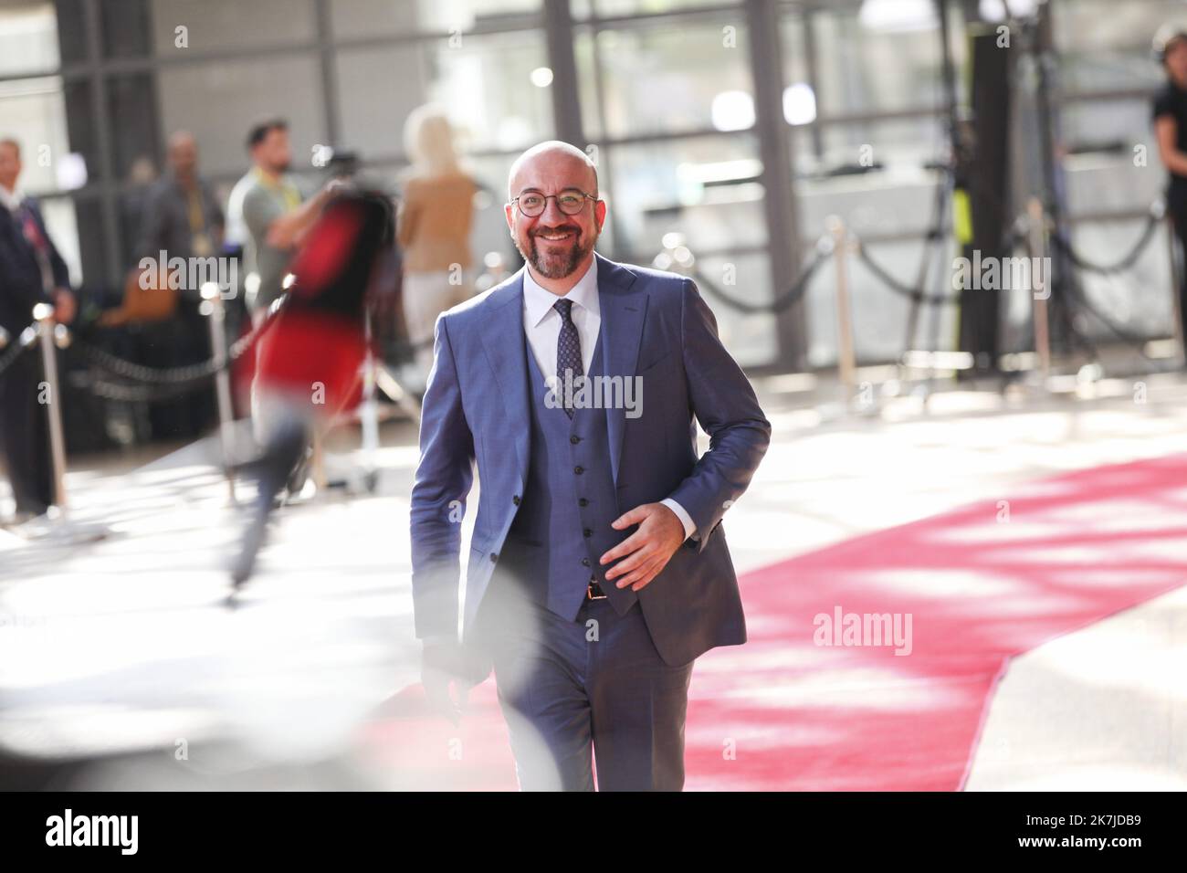 ©Nicolas Landemard / Le Pictorium/MAXPPP - Bruxelles 23/06/2022 Nicolas Landemard / Le Pictorium - 23/6/2022 - Belgique / Bruxelles / Bruxelles - Arrivee du president du conseil de l'Europe Charles Michel au sommet europeen Union Europeenne - Balkans. / 23/6/2022 - Belgium / Brussels / Brussels - Arrival of the President of the Council of Europe Charles Michel at the European Union-Balkans Summit. Stock Photo