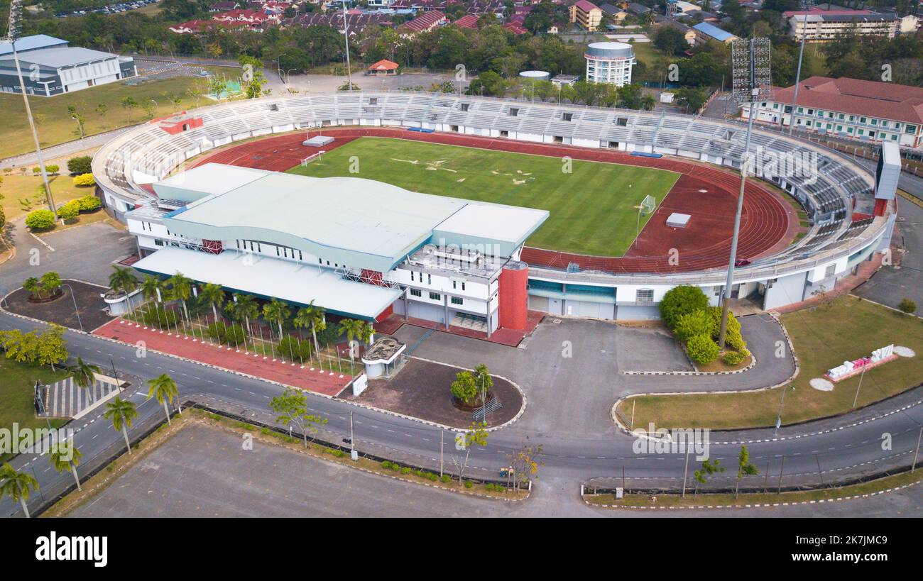 Aerial football training field, birds eye soccer game, top view of a ...