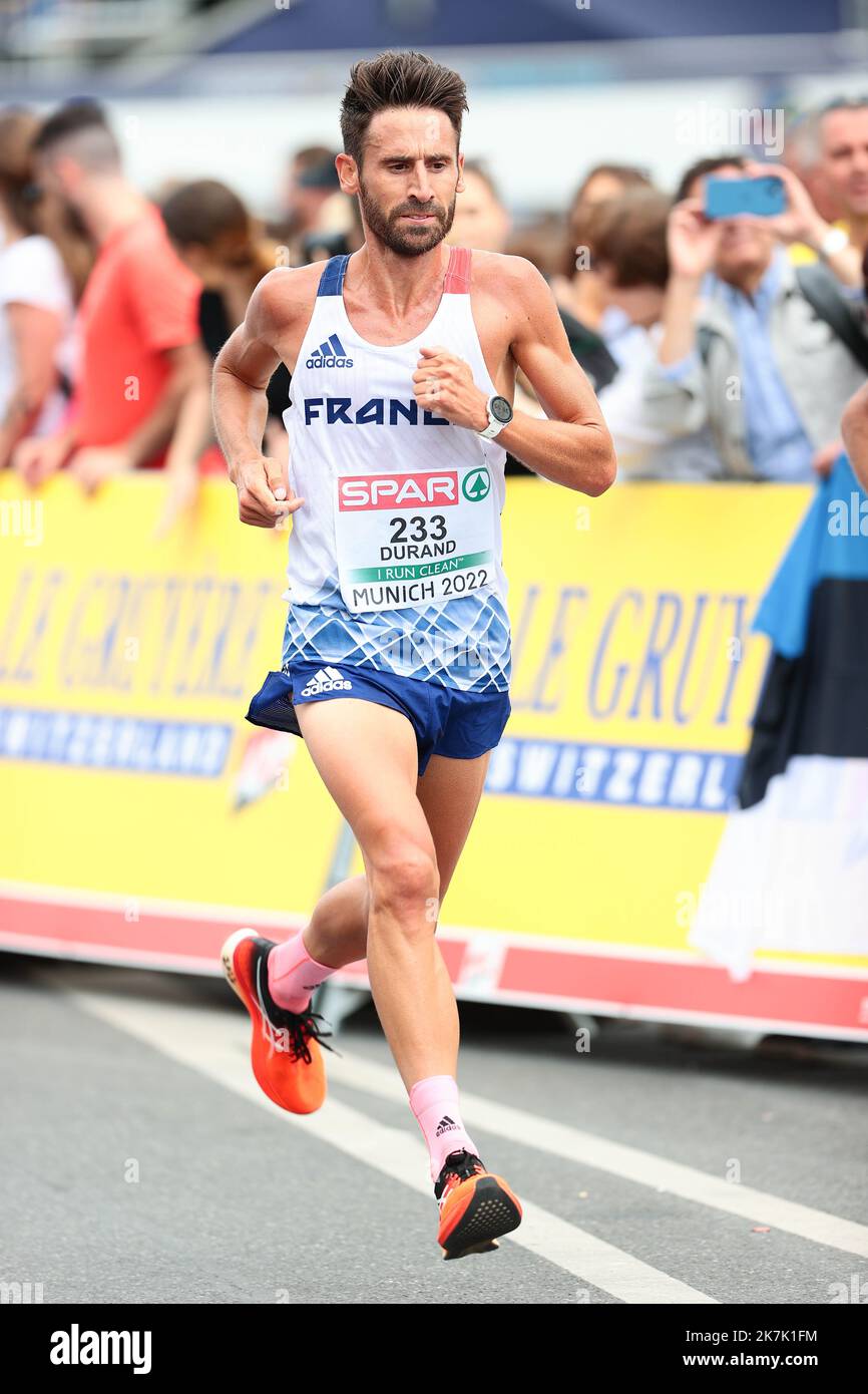 ©STADION-ACTU/STADION ACTU/MAXPPP - 15/08/2022 ; ; - 15.08.2022 - Championnats d'Europe d'Athletisme Munich 2022 - Yohan DURAND - Marathon Athletics European Championships, at Munich 2022, Germany, on Monday 15 August 2022. Stock Photo