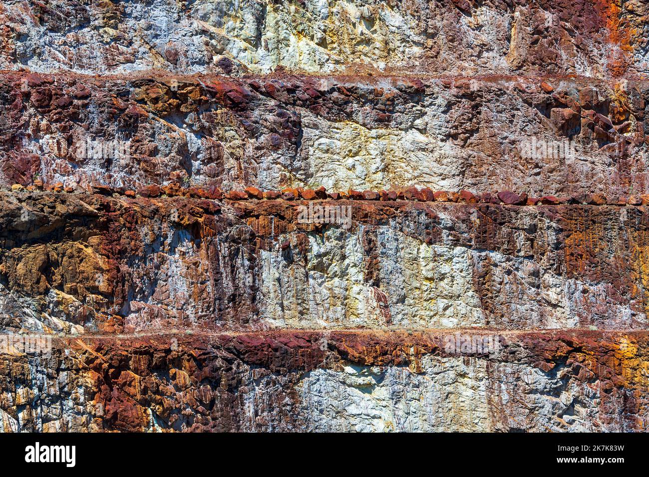 Details of excavated walls of the old abandonned uranium mine of Mary Kathleen, between Mount Isa and Cloncurry, North Western Queensland, QLD, Austra Stock Photo