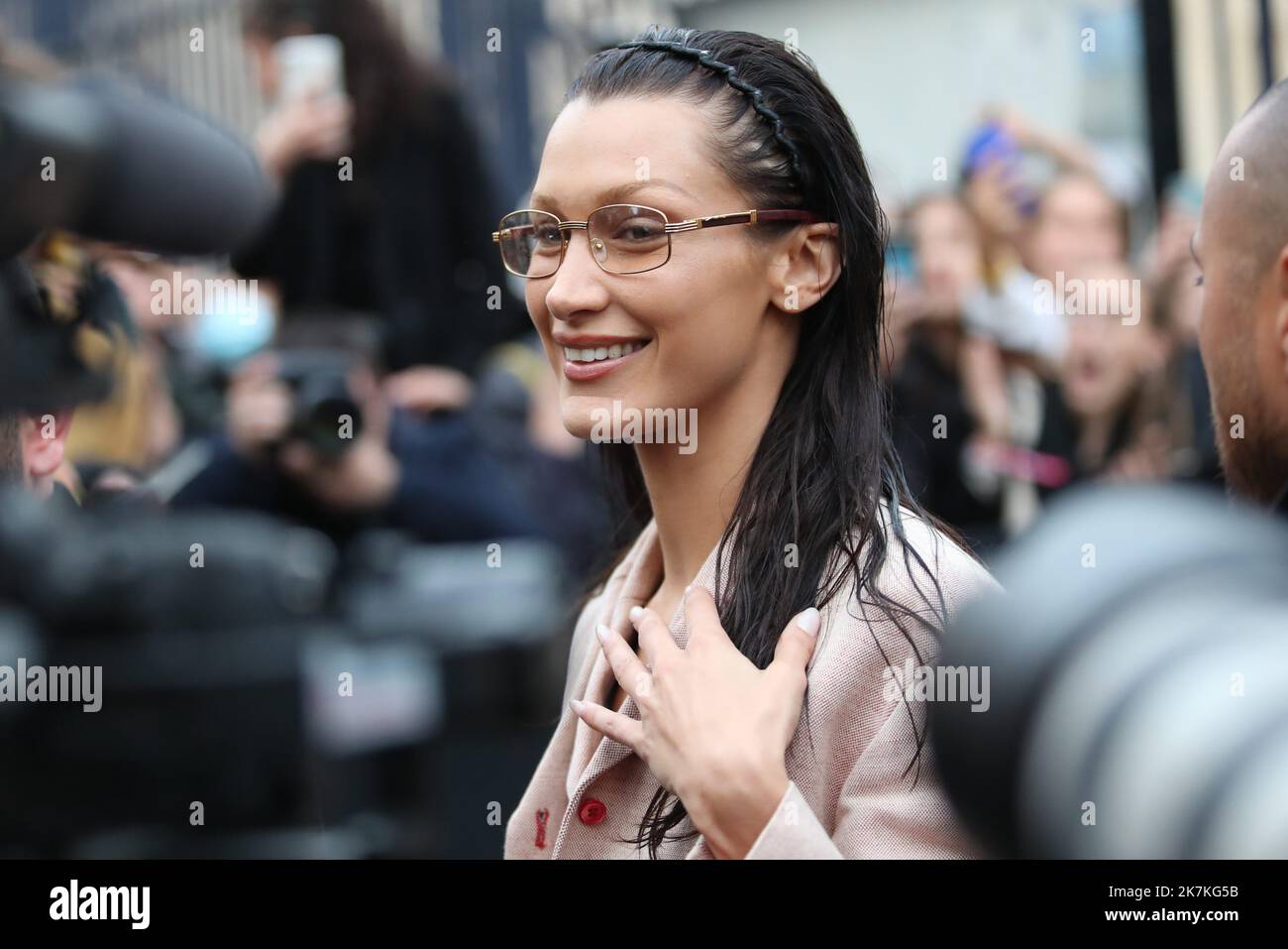 Paris, France. 25th June, 2021. Bella Hadid attending the Dior Homme  Menswear Spring Summer 2022 show as part of Paris Fashion Week in Paris,  France on June 25, 2021. Photo by Aurore