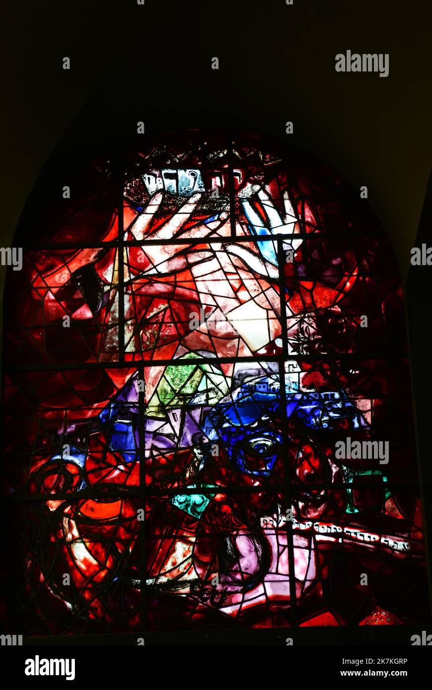 Stained glass Chagall Windows at the Abbell synagogue at the Hadassah