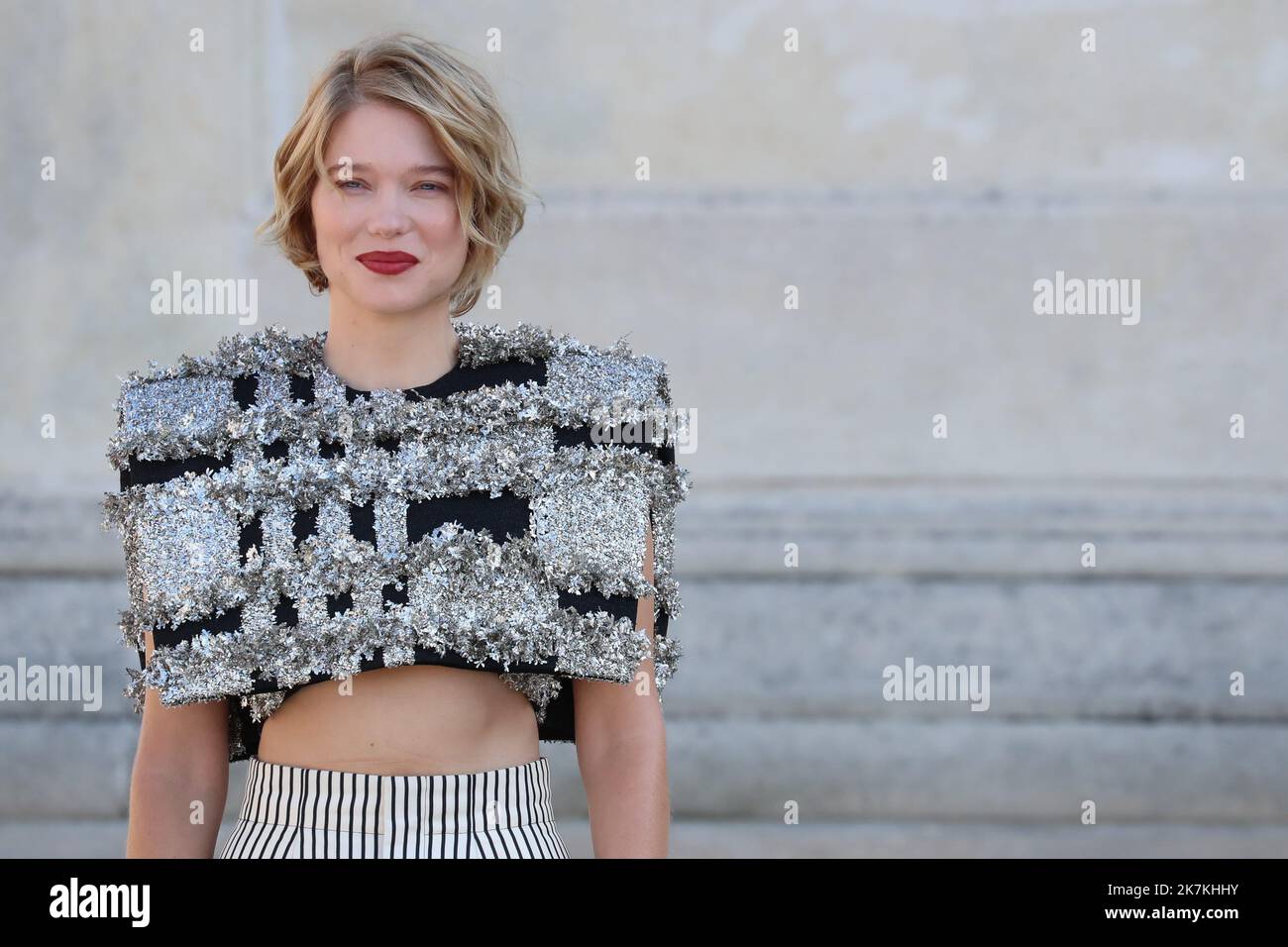 Lea Seydoux arrives for the Louis Vuitton ready-to-wear Spring