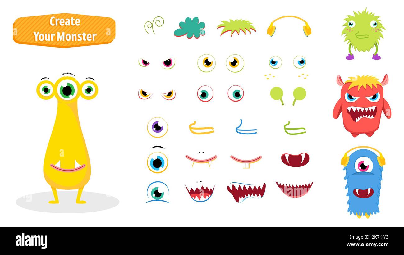 Colorful monster for halloween party in flat design. Funny and cute