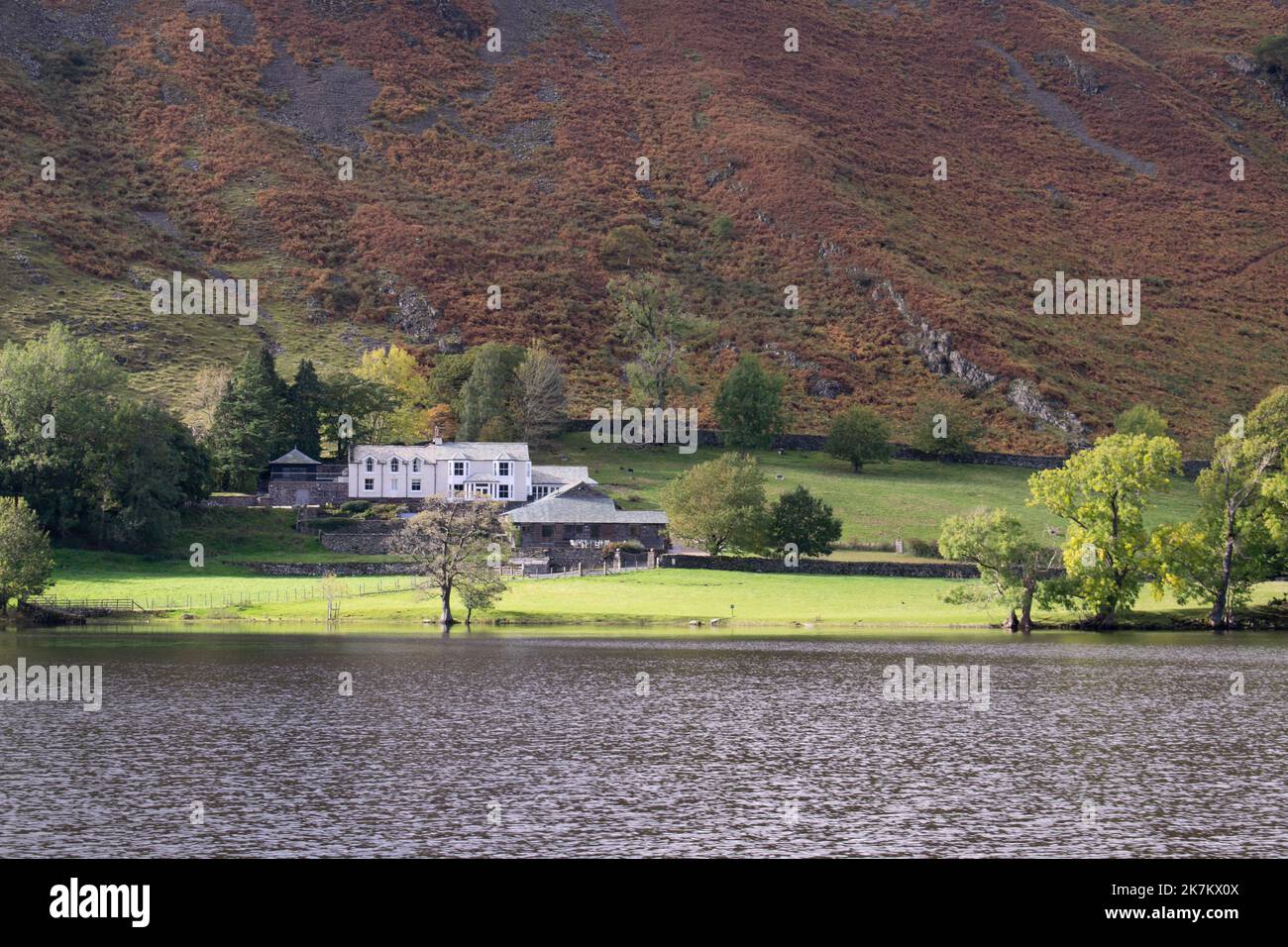 Farmhouse on shore of Ullswater, Lake District National Park. Area of