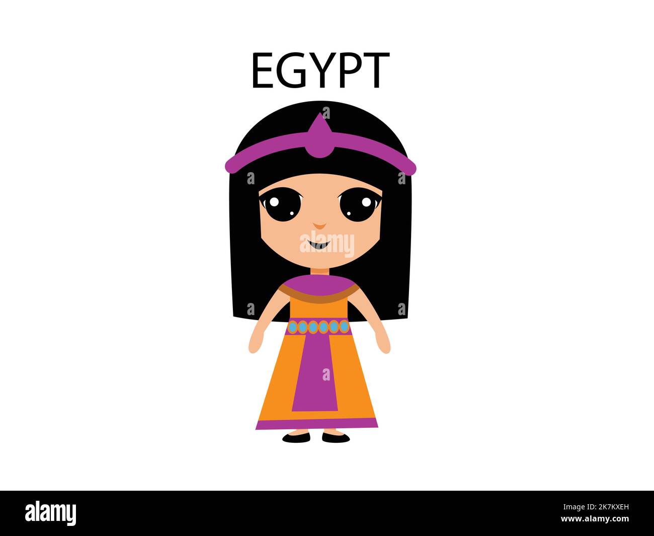 egypt girl wearing traditional outfit cartoon character illustration Stock Vector