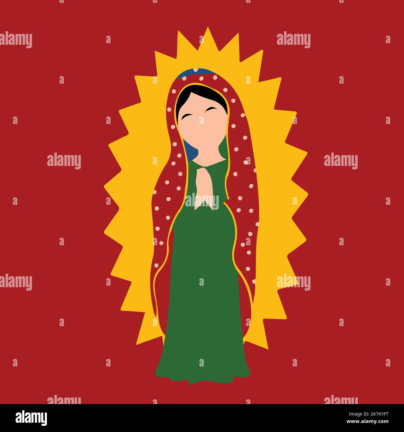 virgen de guadalupe vector illustration on dark red background Stock Vector