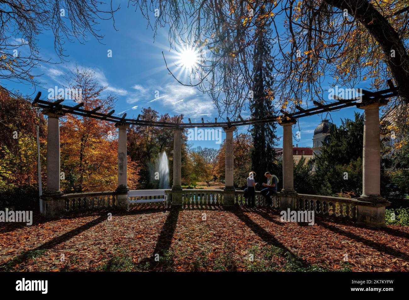 Autumn in the park in the center of great Czech spa town of Marianske Lazne (Marienbad) - Czech Republic, Europe - Stock Image