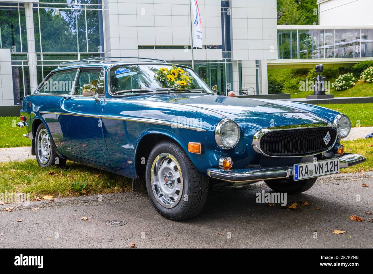 BADEN BADEN, GERMANY JULY 2019 dark blue VOLVO P1800 P1800ES estate