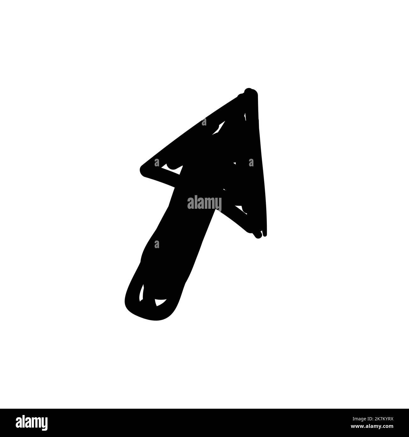 hand drawn arrow or cursor pointing towards upside on white isolated background. Stock Vector