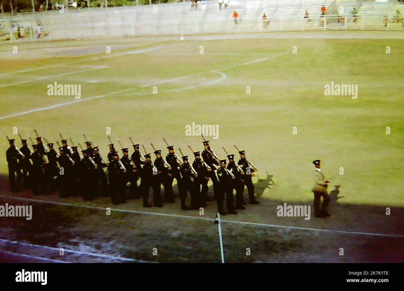 Soldiers of the newly formed Ghana Regiment on parade on Independence