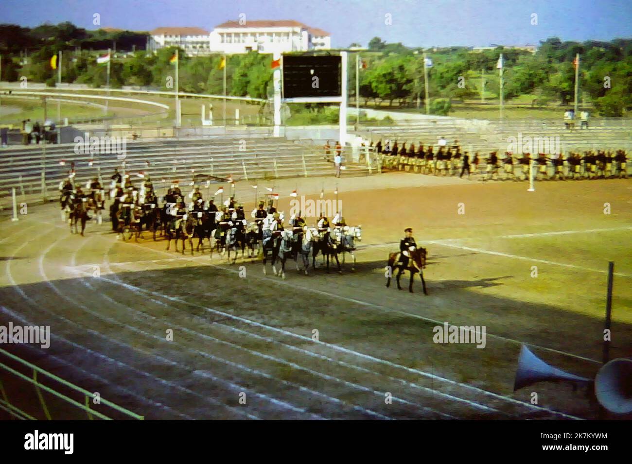 Soldiers of the newly formed Ghana Regiment on parade on Independence