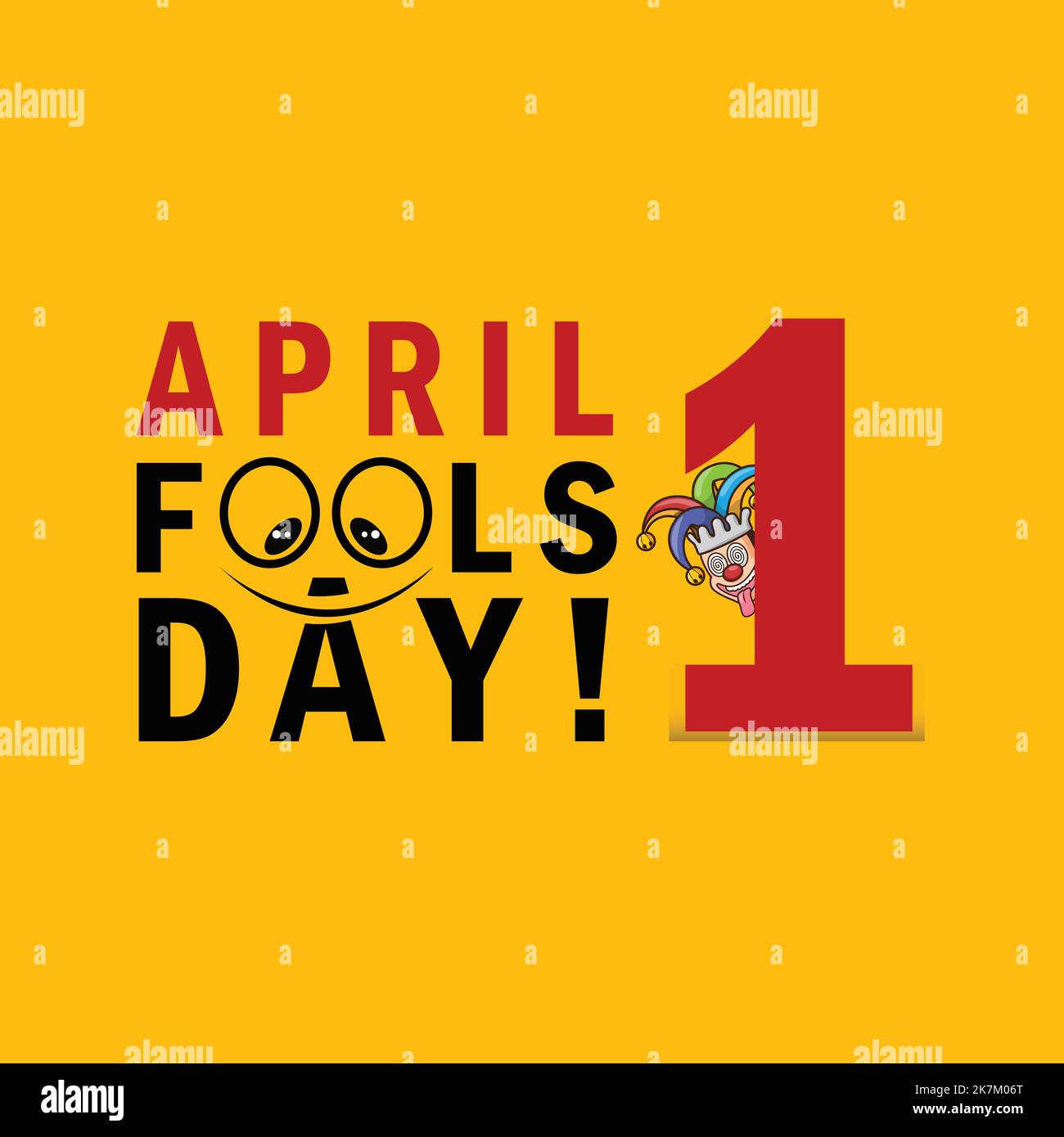 1 April fools day creative vector illustration, typography with funny character. Stock Vector