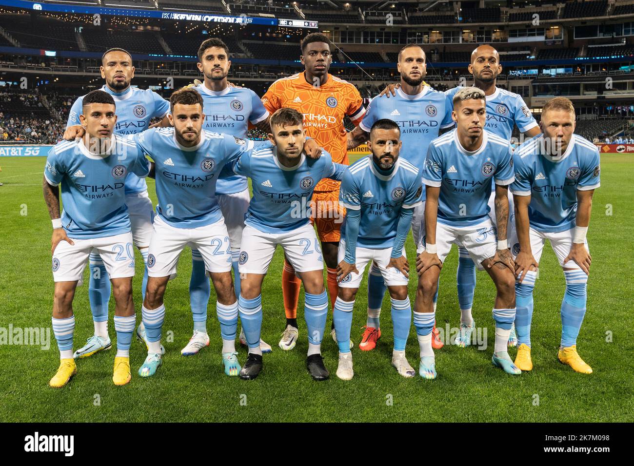 New York, USA. 17th Oct, 2022. NYCFC starting eleven pose before Audi 2022 MLS Cup playoffs round one against Inter Miami CF at Citi Field in New York on October17, 2022. NYCFC won 3 - 0 and progress to Eastern Conference semifinal against CF Montreal. (Photo by Lev Radin/Sipa USA) Credit: Sipa USA/Alamy Live News Stock Photo