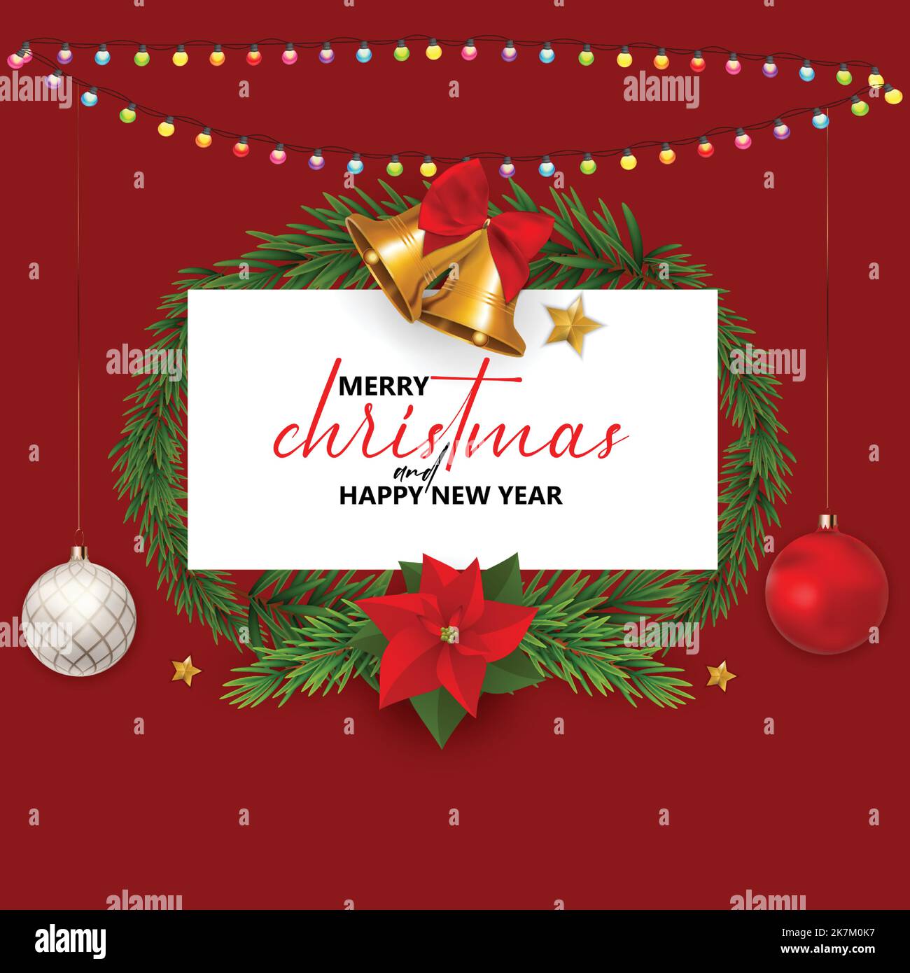 merry christmas and happy new year typography on beautiful creative background. vector art. Stock Vector