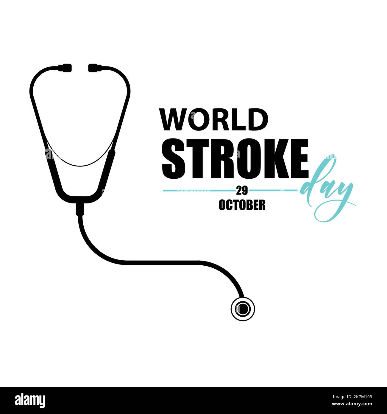 world stroke day 29 october creative typography with stethoscope vector illustration. Stock Vector