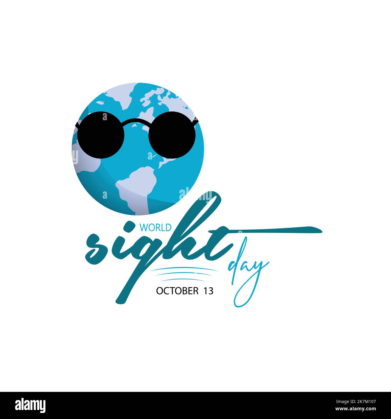 world sight day creative typography with world map wearing glasses vector illustration Stock Vector
