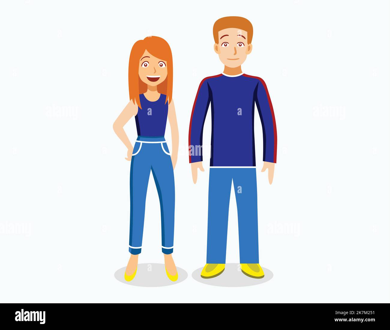 american couple character illustration on white isolated background Stock Vector