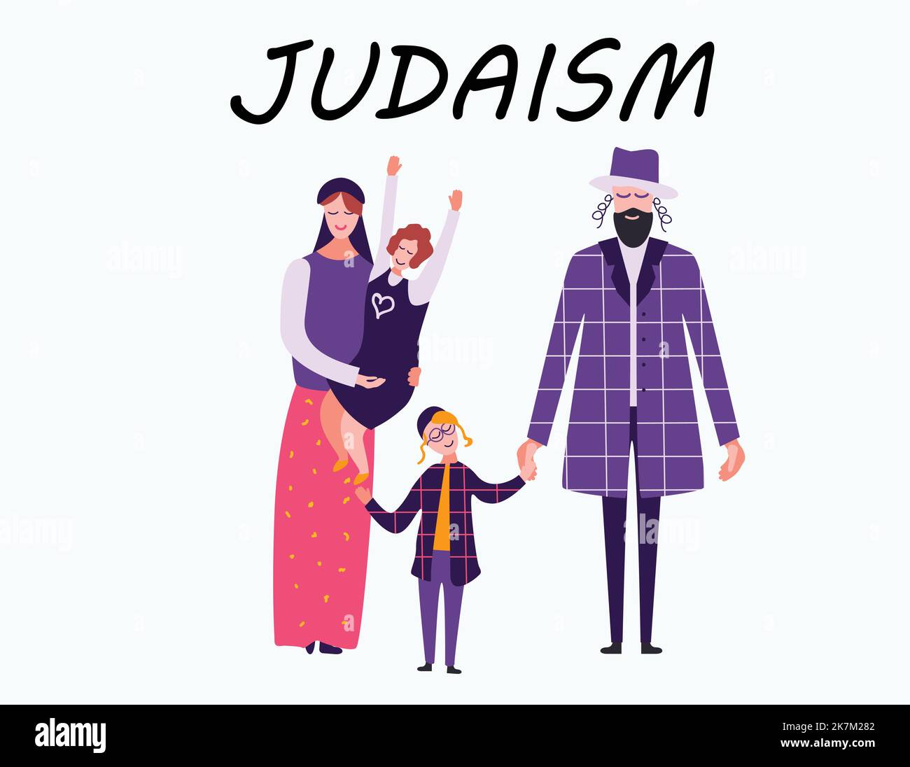 judaism religion traditional family character illustration Stock Vector